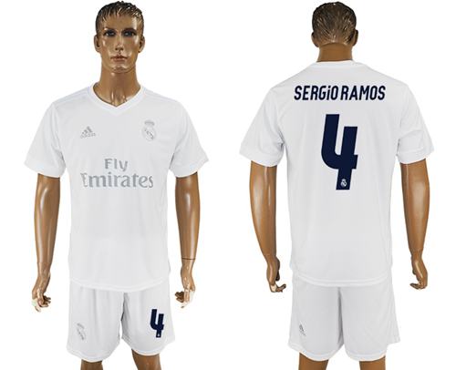 Real Madrid #4 Sergio Ramos Marine Environmental Protection Home Soccer Club Jersey - Click Image to Close